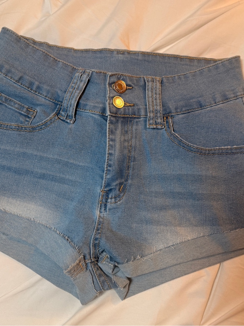SHEIN Light Blue Denim Jeans with hemmed bottom sz 10-12